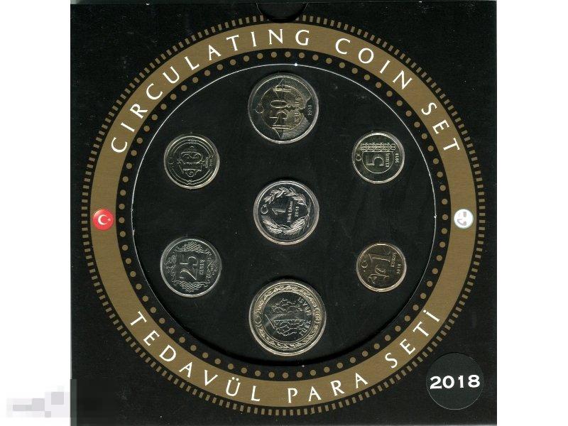 Набор из 6-ти монет и жетона Турции 2018 г. (в буклете)