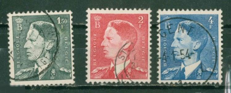 Бельгия 1952  Mi# 949 - 951 Стандарт. Король Бодуэн d8