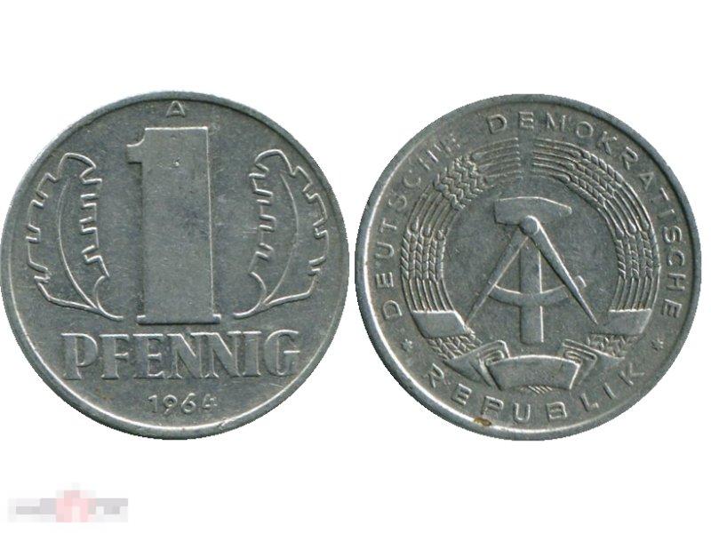 1 пфенниг Германии 1964 г.(А)