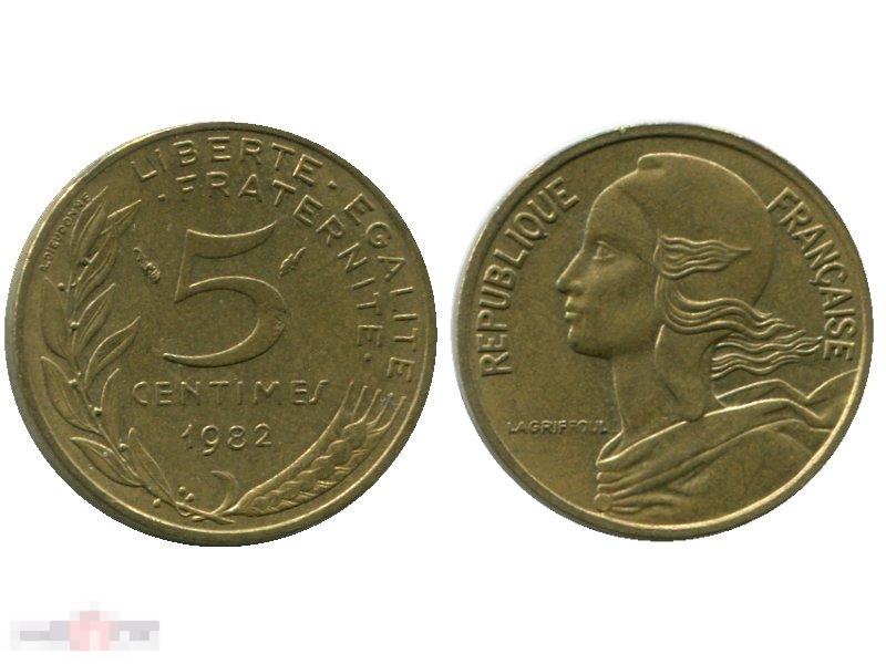 5 сантимов Франции 1982 г.