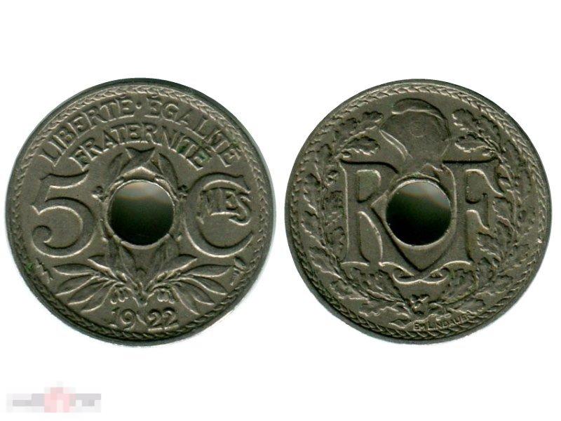 5 сантимов Франции 1922 г.