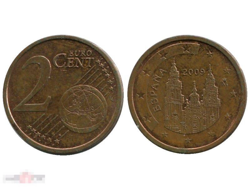 2 евроцента Испании 2009 г.