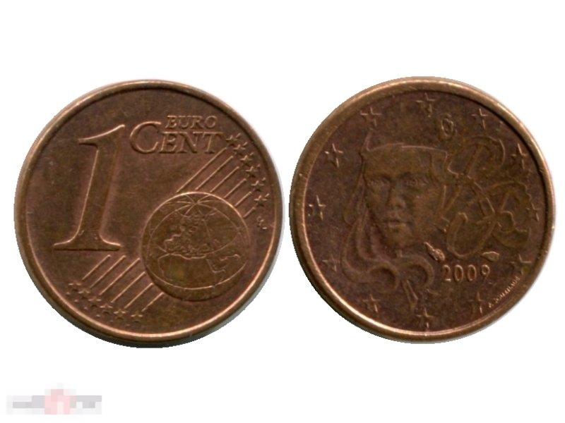 1 Евроцент Франции 2009 Г.