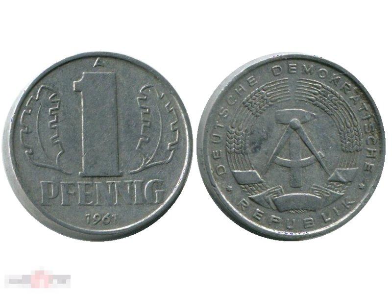 1 пфенниг Германии 1961 г. (А)