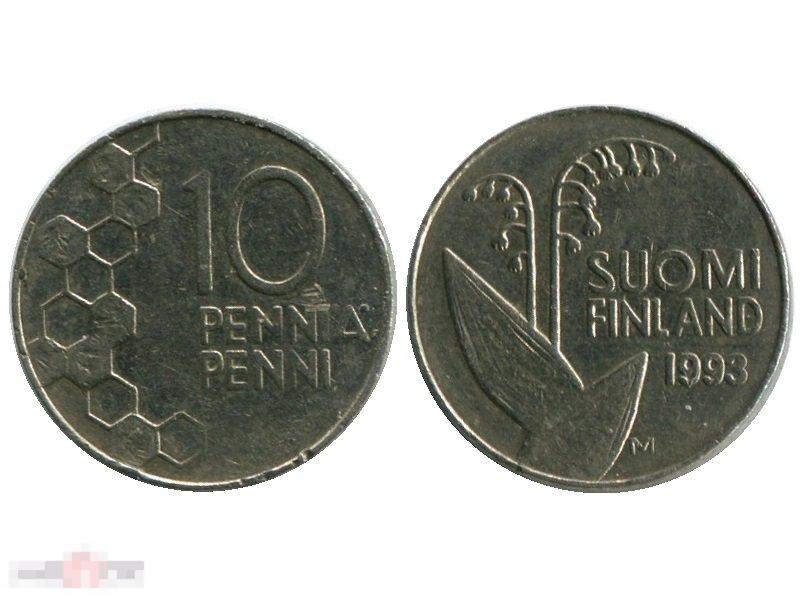 10 пенни Финляндии 1993 г.