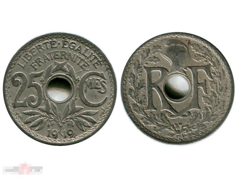 25 сантимов Франции 1919 г.