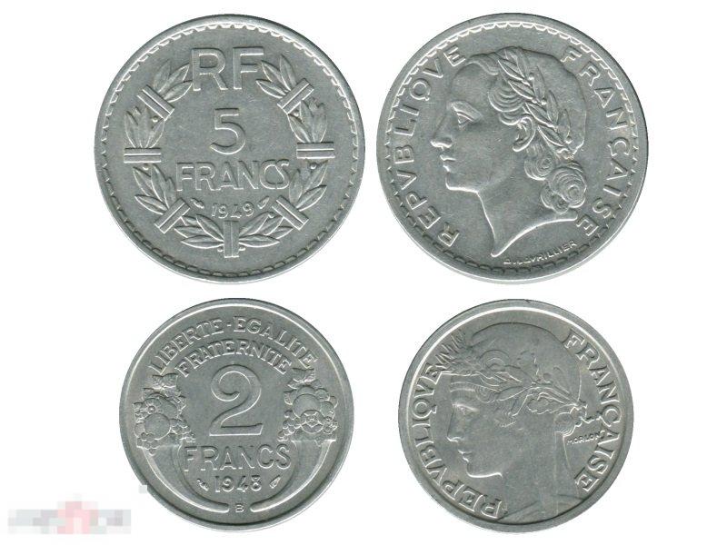Набор из 2-х монет Франции 1948, 1949 гг.