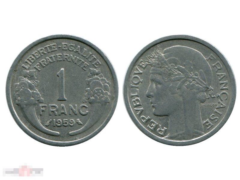 1 франк Франции 1959 г.