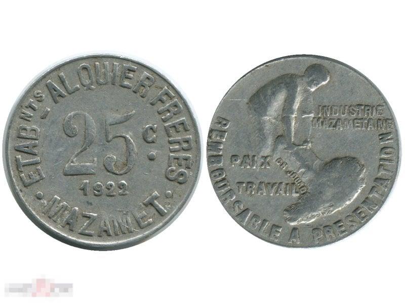 25 сантим Франции 1922 г.