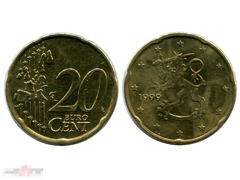 20 евроцентов Финляндии 1999 г.