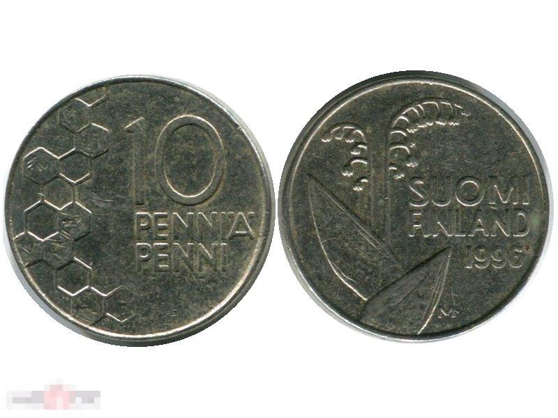 10 пенни Финляндии 1996 г.