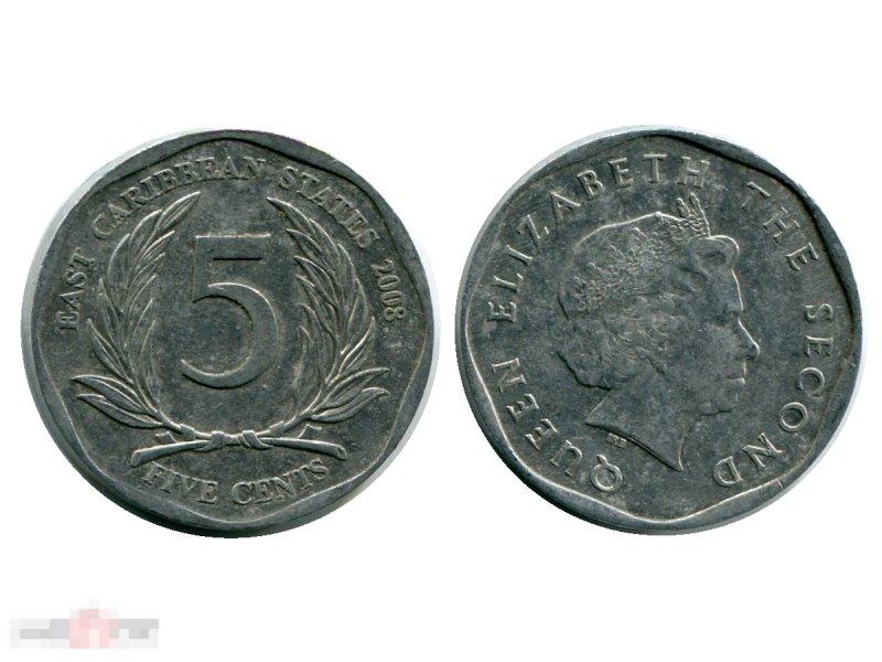 5 центов Восточных Карибов 2008 г.