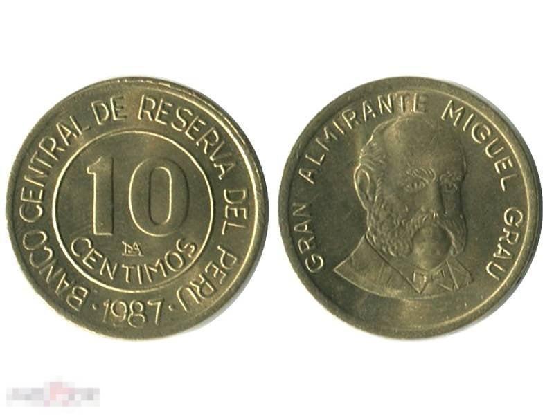 10 сентимо Перу 1987 г.