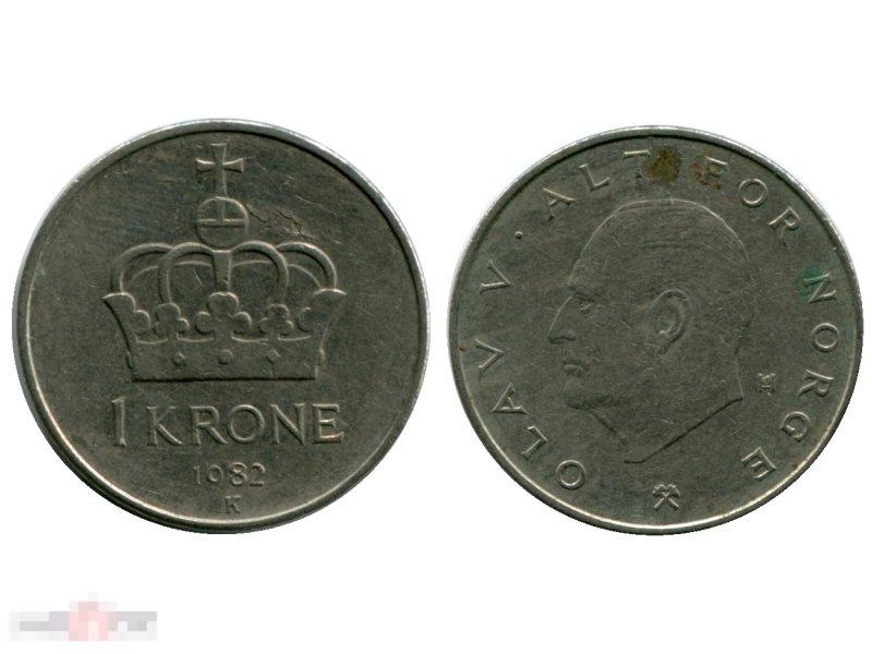 1 крона Норвегии 1982 г.