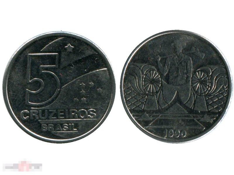 5 крузейро Бразилии 1990 г.