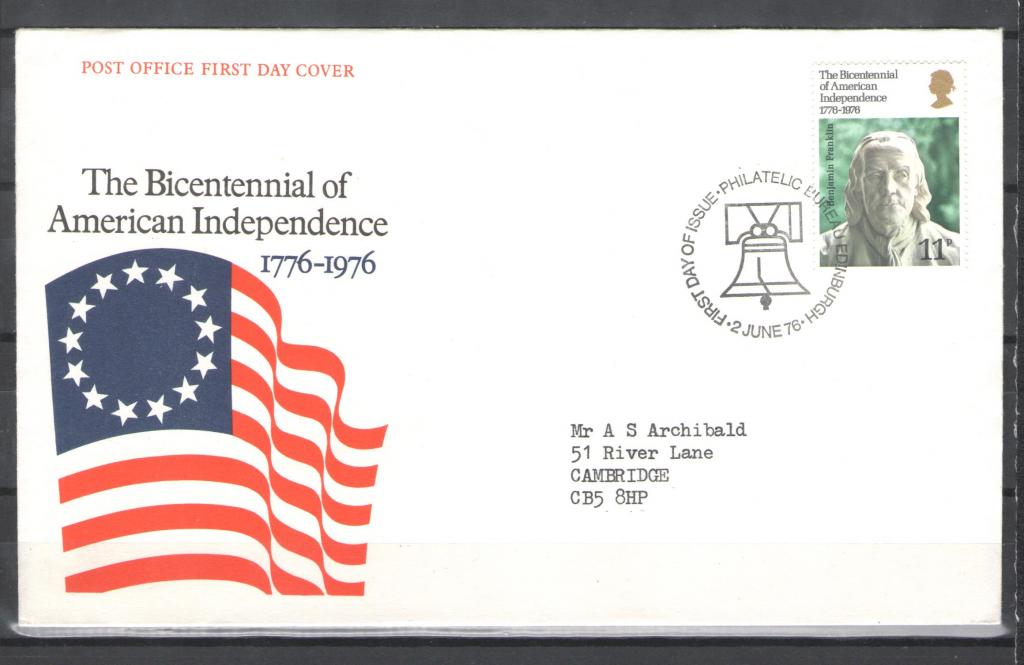 Великобритания 1976г.  200 - лет США. Б. Франклин. КПД.