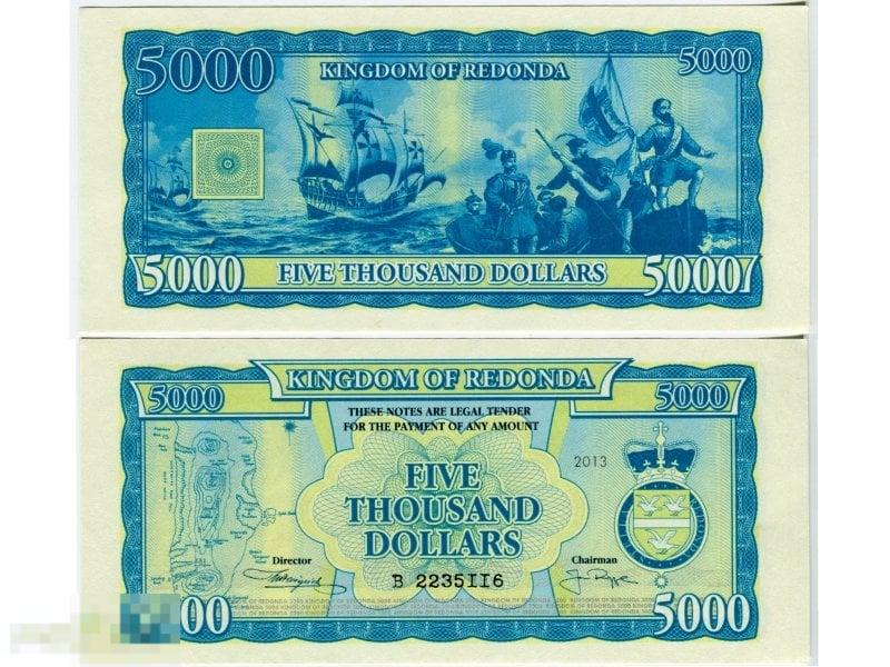 5000 долларов Королевства Редонды 2013 г.