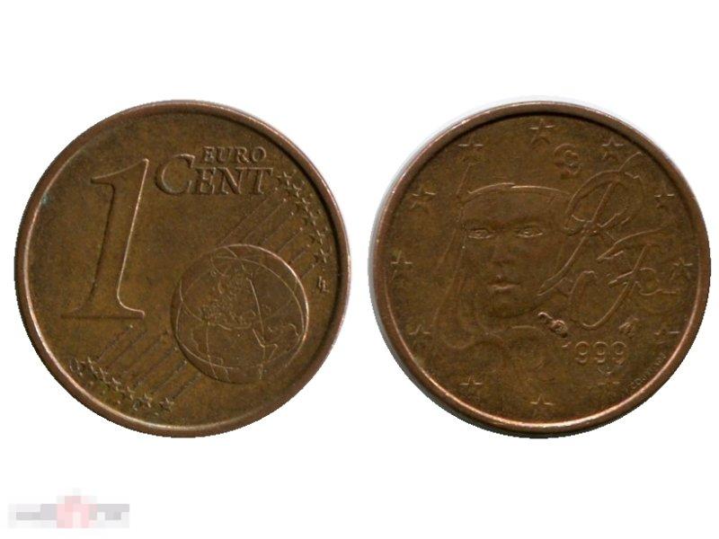 1 евроцент Франции 1999 г.