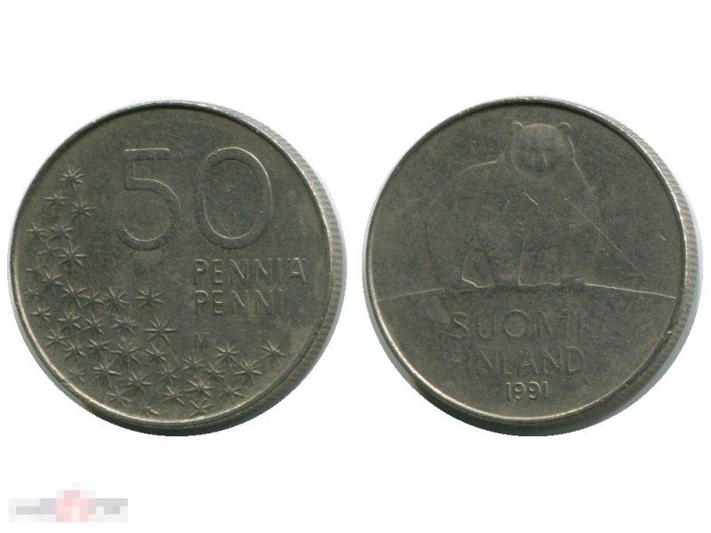50 пенни Финляндии 1991 г. 
