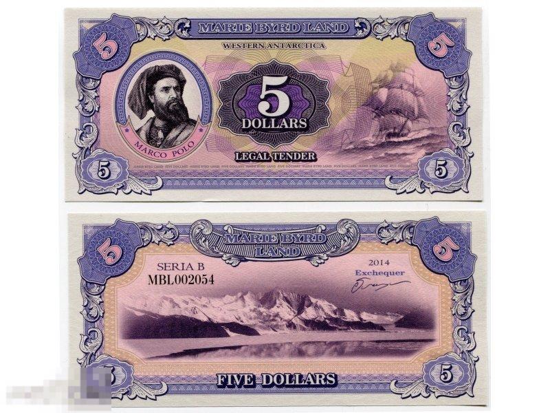 5 долларов Антарктики Земля Мэри Бэрд 2014 г.