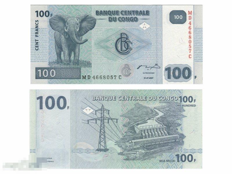 100 франков Конго 2007 г.