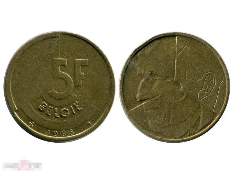 5 франков Бельгии 1986 г. (Belgie)