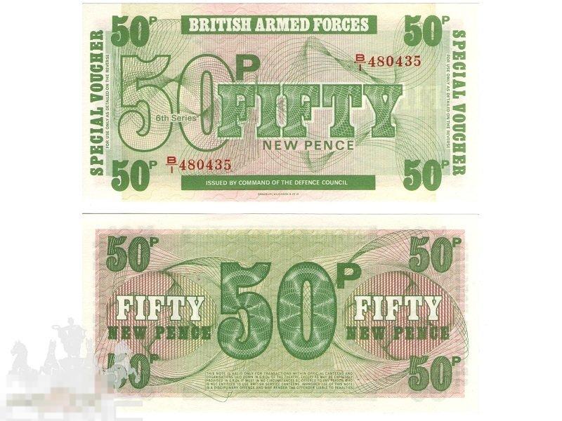 50 новых пенсов Великобритании 1972 г., Армейский ваучер 6-ой серии 