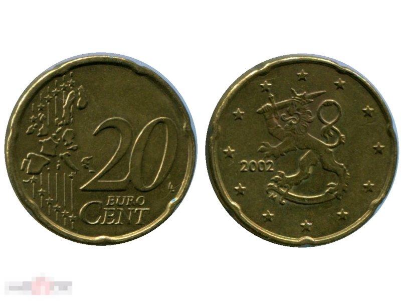 20 Евроцентов Финляндии 2002 Г.