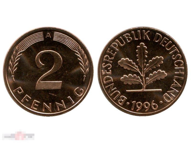 2 пфеннига Германии 1996 г. (A)