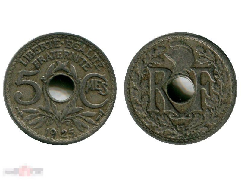 5 сантимов Франции 1925 г.