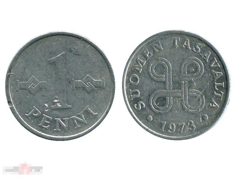 1 пенни Финляндии 1973 г.