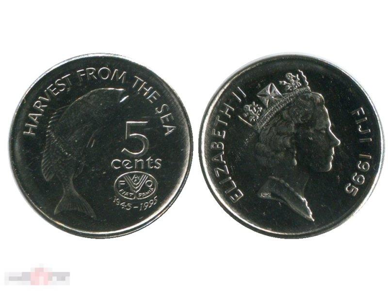 5 центов Фиджи 1995 50 лет ФАО