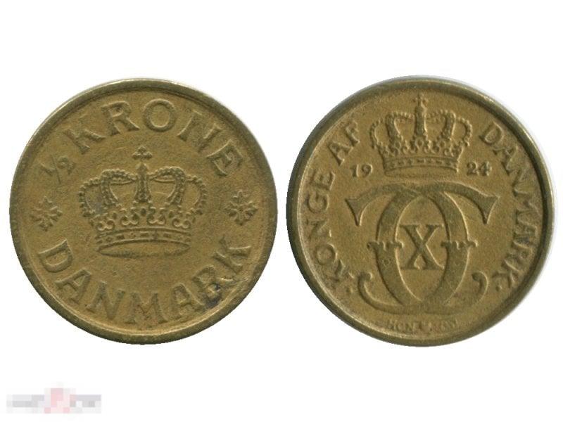 1/2 кроны Дании 1924 г.