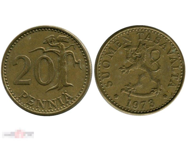 20 пенни Финляндии 1973 г.