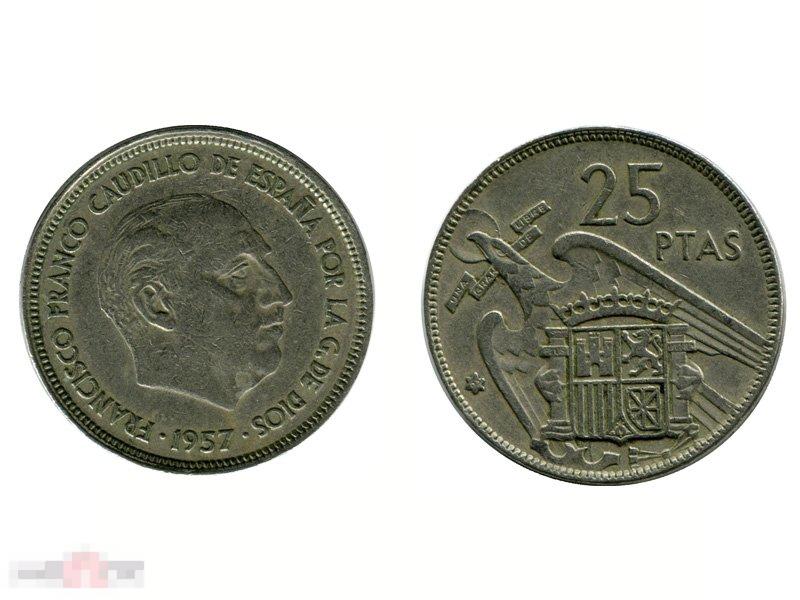 25 песет Испании 1957 г.