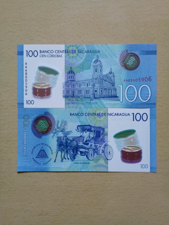 Никарагуа 100 кордоба 2021 год пресс unc полимер