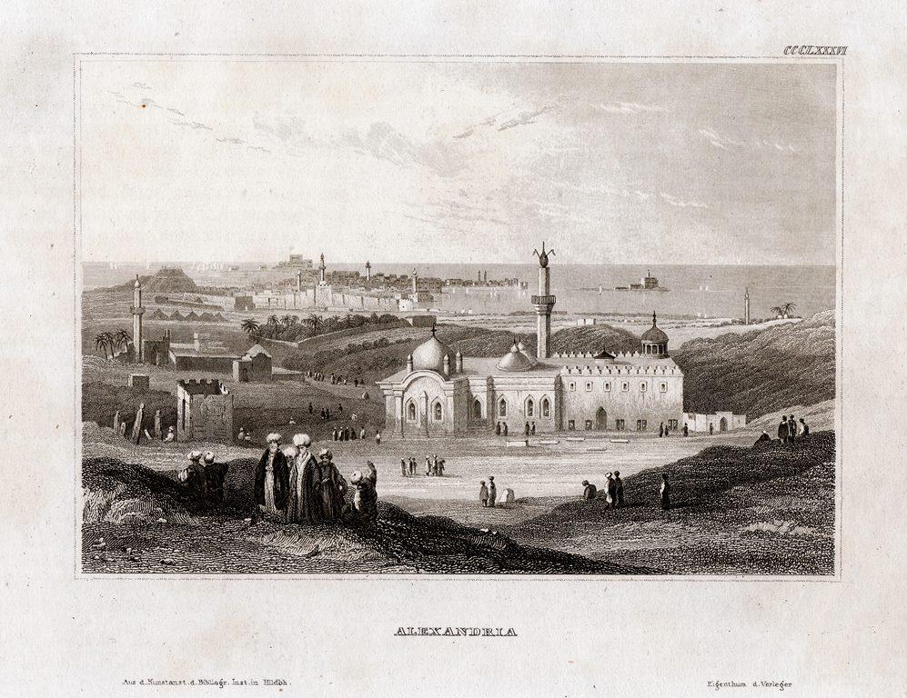 Гравюра Африка Город в Египте Александрия 1842 г....ориг..сост