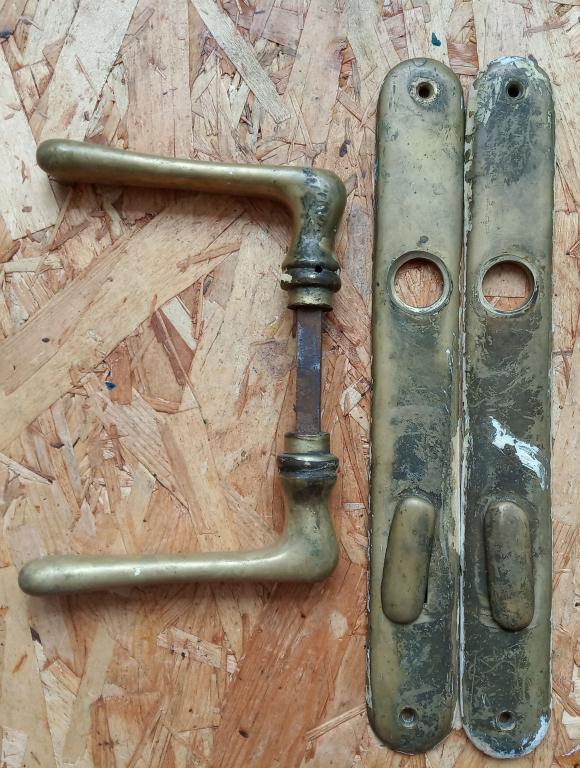 Старинная Ручки Ручка дверная старая бронза массив