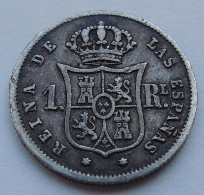 1 реал 1859 года, Изабелла II, Мадрид, Королевство Испания, серебро.