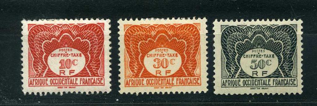 Французская Западная Африка. Цифры. Орнамент. Доплатные. 1947.*