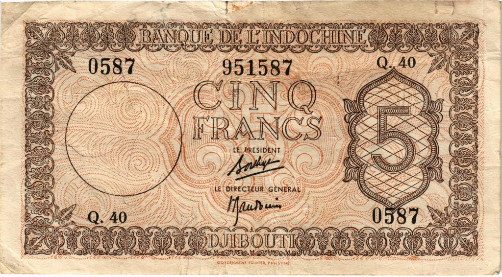 5 франков 1945 Джибути, Французский Берег Сомали
