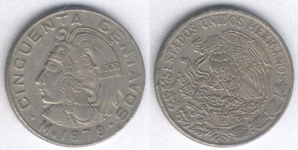 Монета Мексика 50 сентаво 1979 г. VF-