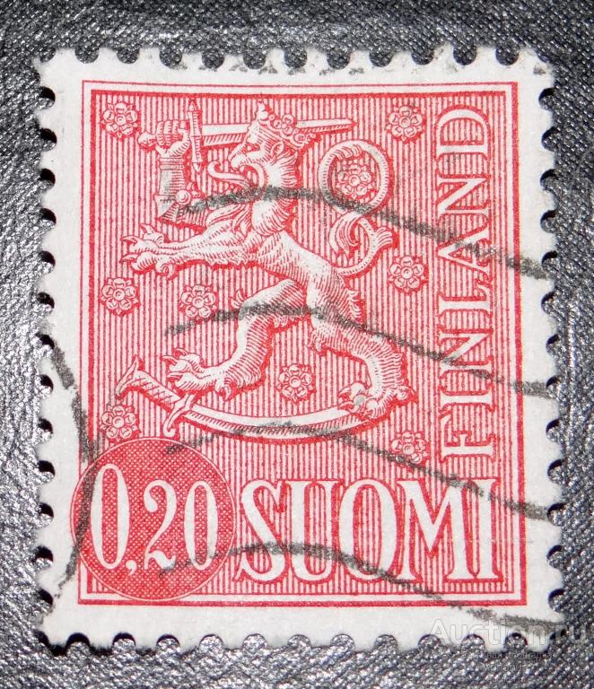 Почтовая марка гашение FINLAND Стандарт Герб Лев ФИНЛЯНДИЯ 1963