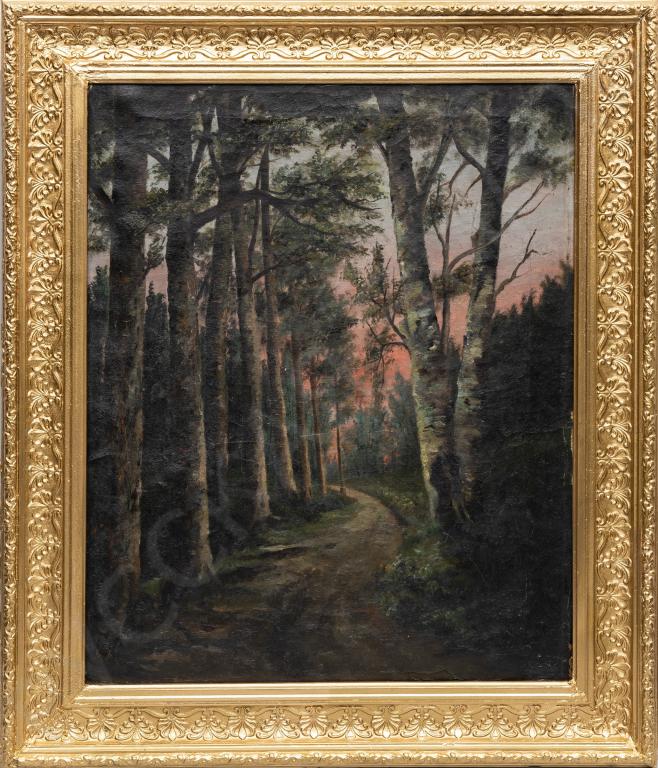 1890 г. Картина холст масло Лесная дорога