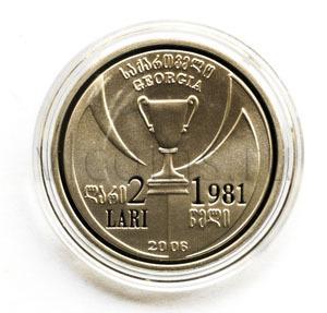 Грузия 2 лари 2006 Динамо Тбилиси Чемпион УЕФА 25 лет UNC 7171