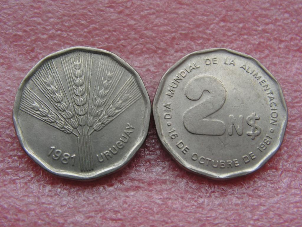 Уругвай 2 новых песо 1981 фао xf-unc