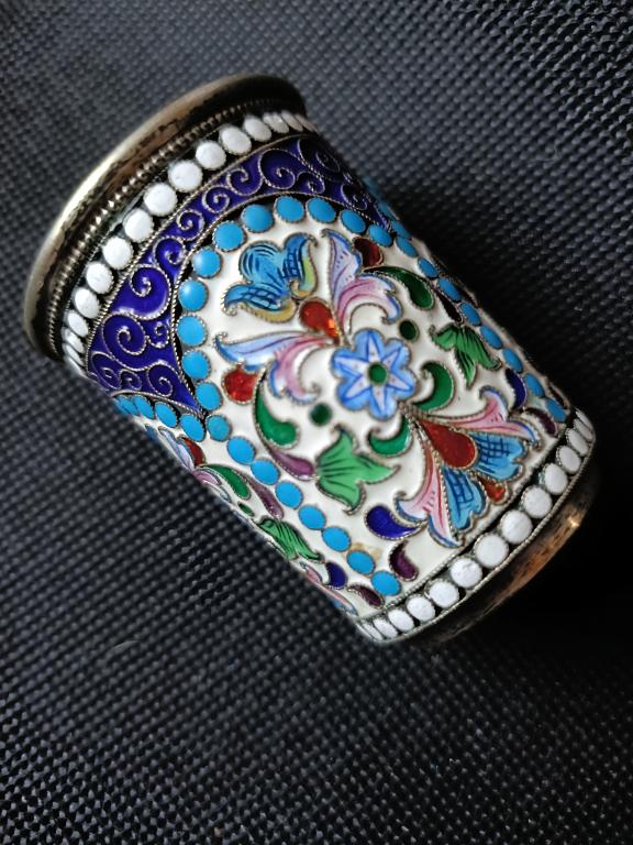 Серебро 84 проба эмаль стопка оригинал состояние