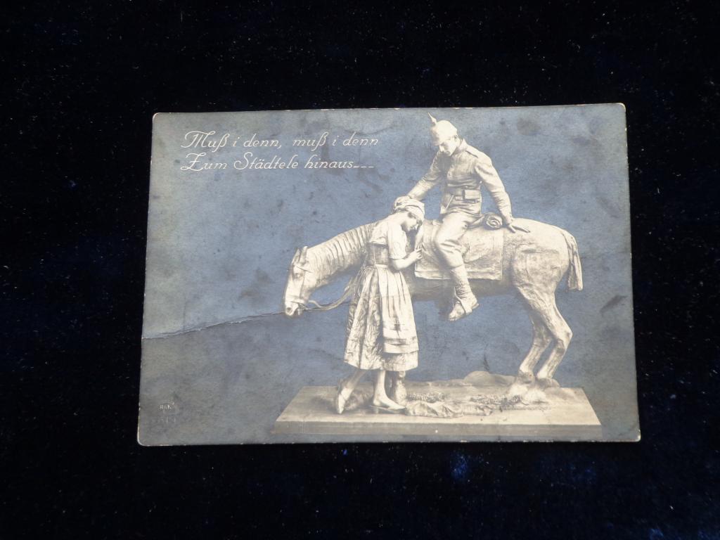 Антикварная открытка до 1917г Иностранная  Скульптура " Воин на коне "  Ан-1