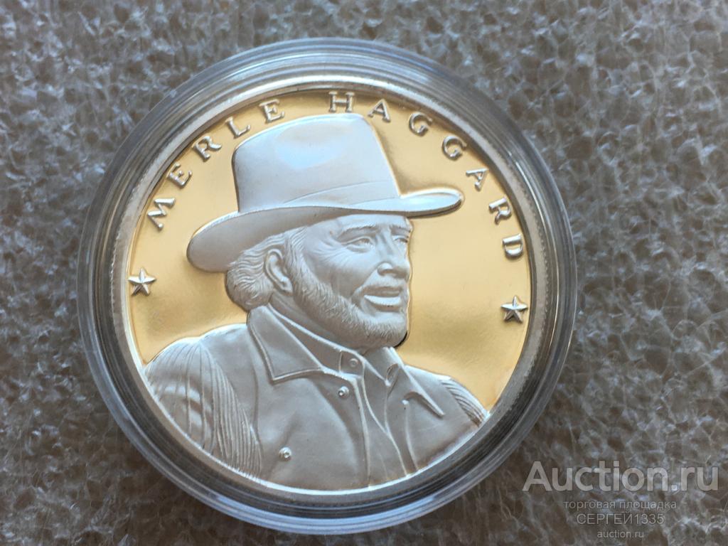 США раунд жетон Мерл Хаггард Merle Haggard певец, композитор Музыка кантри СЕРЕБРО