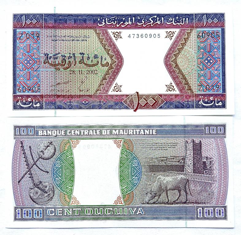 МАВРИТАНИЯ 100 УГИЯ 2002 ГОД UNC
